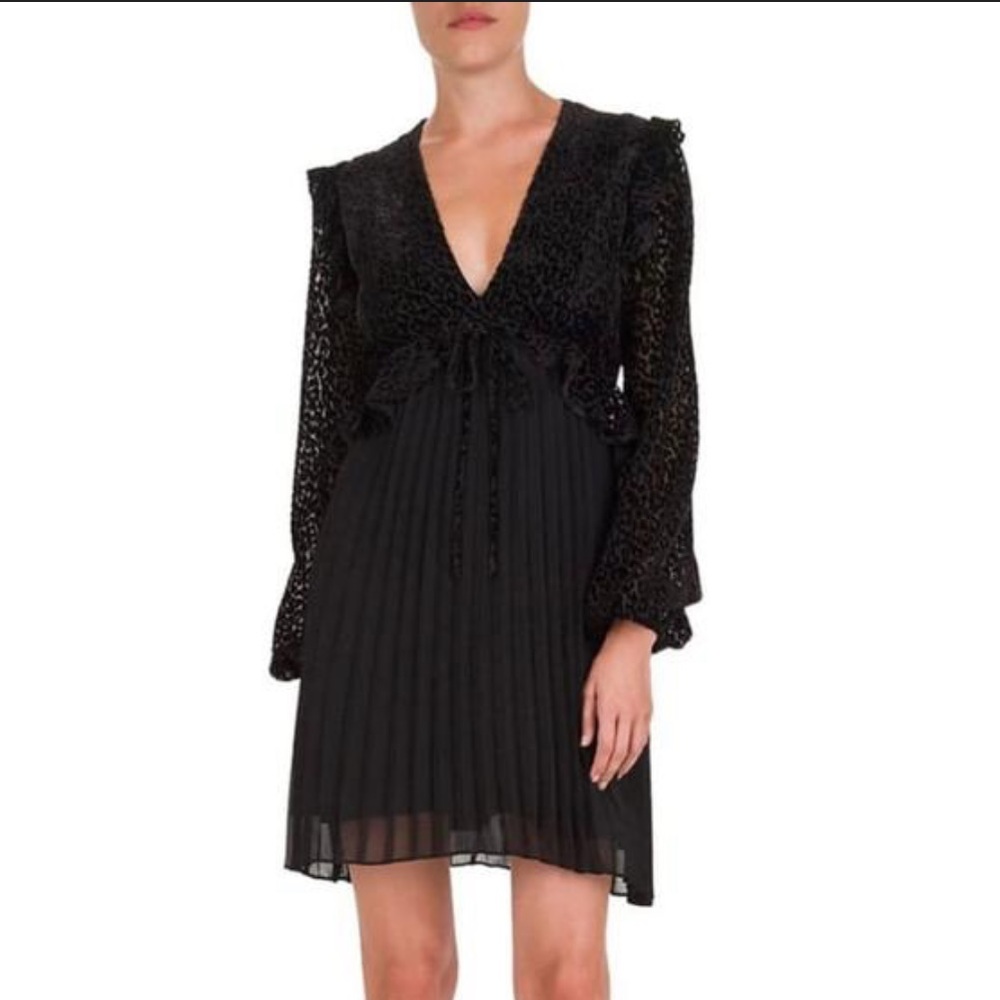 The Kooples black leopard midi dress